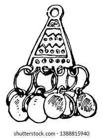 Altes fränkisches Verdienen ist mit verschiedenen beweglichen Teilen, Vintage-Linien-Zeichnung oder Gravur-Illustration aufgelöst.
