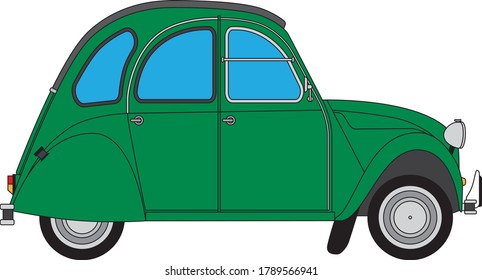 An old French green car