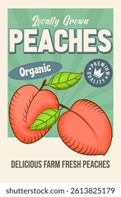 Old Fruit Market Organic Peaches Delicious Farm Fresh Fruit Poster