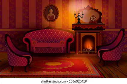 Old furniture for living room. Classic  livingroom interior .