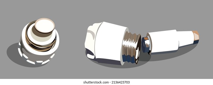 Old fuse set. Power fuse for house, apartment isolated on gray background