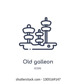 old galleon icon from nautical outline collection. Thin line old galleon icon isolated on white background.