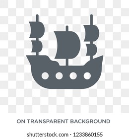 Old Galleon icon. Trendy flat vector Old Galleon icon on transparent background from Nautical collection. 