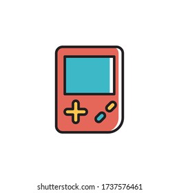 diseño de color vectorial del icono de la consola de juegos antigua. aislado en fondo blanco