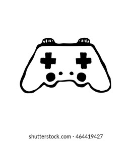 Old game console. Vintage style, hand drawn, pen and ink. Retro handcrafted design element