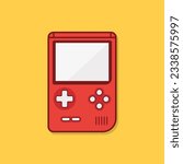 Old Gameboy Console Cartoon Vector Illustration. Gaming Joystick Concept Vector. Cartoon images for icons, coloring book, backgrounds, and more. Flat Cartoon Style