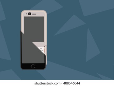 Old generation mobile phone and new generation smartphone on a blue background. Vector illustration flat style
