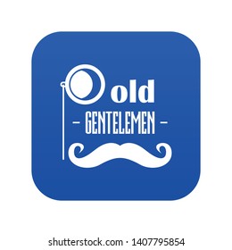 Old gentlemen icon blue vector isolated on white background