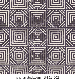 Patrón geométrico antiguo sin soldadura, vintage repite el fondo con textura gruesa.