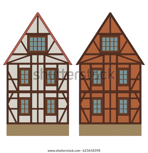 Old German House Wooden Beams Colored Stock Vector (Royalty Free ...