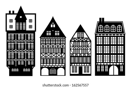 Old German houses set, vector illustration