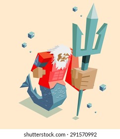 el viejo gigante, posidon. ilustración vectorial