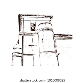 Old Goa, India. Hand drawn sketch illustration in vector.