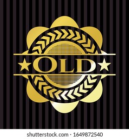 Old gold badge or emblem. Vector Illustration. Detailed.