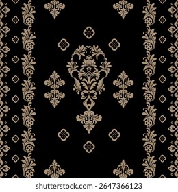old gold color seamless lace pattern wallpaper with vintage floral ornament decoration