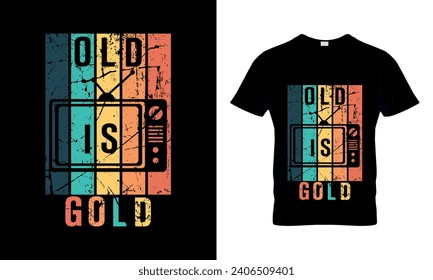 Old is gold colorful t-shirt design, 90s t-shirt design.