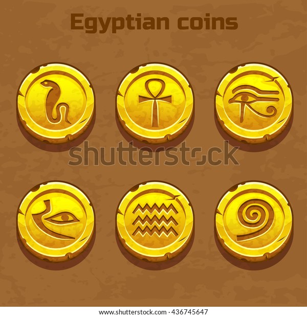 старые золотые египетские монеты, ресурс игровой элемент