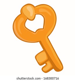 old gold key isolated illustration on white background