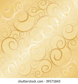 Old Gold Swirl Wallpaper Background. Vector Illustration.