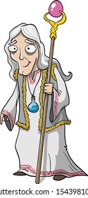 Old good witch dressed in white
