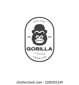 Old Gorilla Head Badge Vintage Logo Design