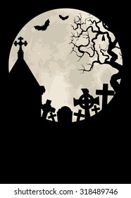 Old Gothic Crypt in Cemetery at Night