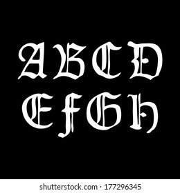 Old gothical handwritten numbers, illustration