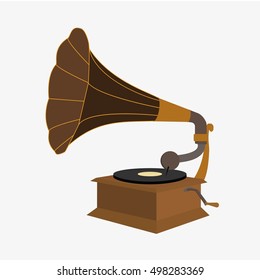 old gramophone isolated flat vector stock illustration sign icon