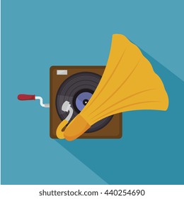 old gramophone  isolated icon design, vector illustration  graphic 