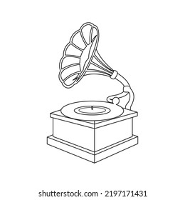 Old Gramophone Line Art Vector Vector Stock Vector (Royalty Free ...