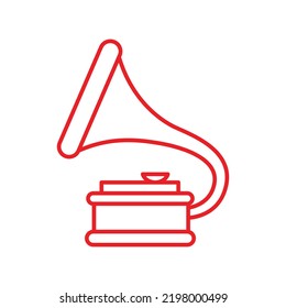 old gramophone line art vector. vector stock illustration. gramophone icon.