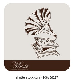 Old gramophone musical. Vector illustration