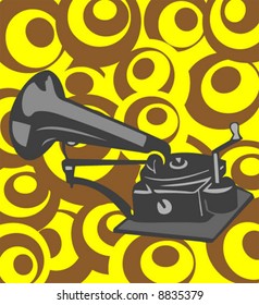 Old Gramophone On Retro Background