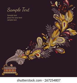 Old gramophone playing. vector illustration for autumn music festival