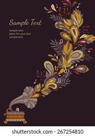 Old gramophone playing. vector illustration for autumn music festival
