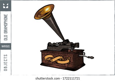 Old Gramophone Vector illustration - Hand drawn