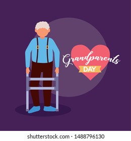 old grandfather character - happy grandparents day vector illustration