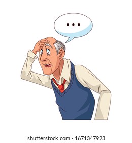 old grandfather with consecutive points in speech bubble vector illustration
