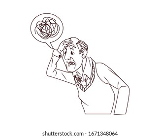 old grandfather with scribble in speech bubble vector illustration design