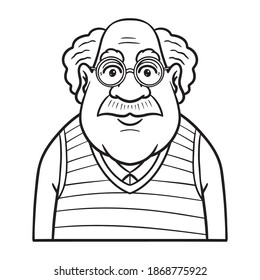 old grandpa and mustache   glasses  Comic  avatar  monochrome  outline 