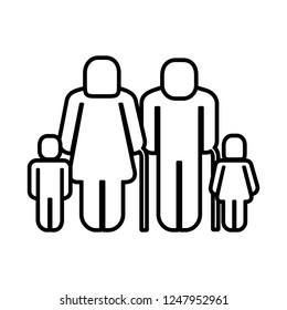 old grandparents with children figure silhouette