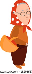 Old granny, illustration, vector on white background