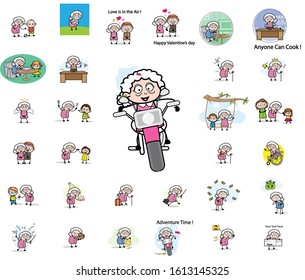 Old Granny - Set of Concepts Vector illustrations