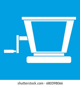 Old grape juicer icon white isolated on blue background vector illustration