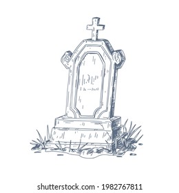 grave with flowers drawing