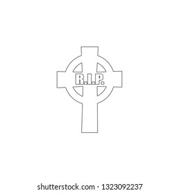 Old gravestone. Ancient RIP. simple flat vector icon illustration. outline line symbol - editable stroke