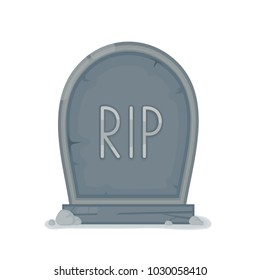 Old gravestone with cracks. Ancient RIP. Vector flat cartoon illustration icon design. Isolated on white background. Grave,gravestone concept
