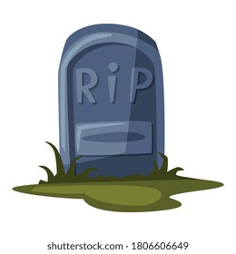 Old Gravestone, Happy Halloween Object Cartoon Style Vector Illustration on White Background