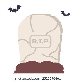 Old gravestone on white background. Concept holiday halloween, death, rip. Vector illustration