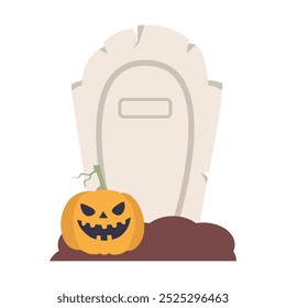 Old gravestone on white background. Concept holiday halloween, death, rip. Vector illustration